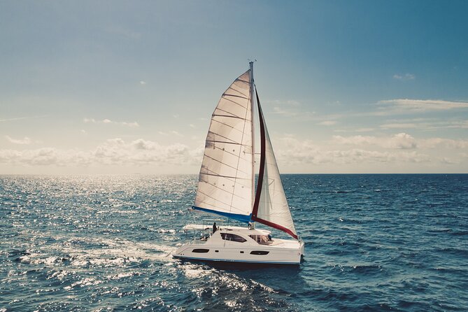 5H Private 44' Catamaran All-Inclusive - Tulum & Playa del Carmen - Cruising back to Puerto Aventuras with open bar and coastline views