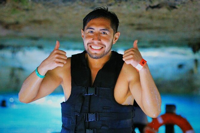 Adrenaline ATV Cenote and Zip Lines Experience at Tulum - Tulum cenote swim: stairs, life jackets, and that cave-feeling