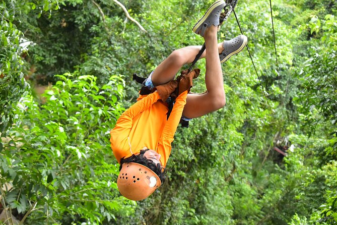 From Playa del Carmen ATV Adventure with Ziplines, Cenote - Stop 1 at the park: the Mayan jungle zipline circuit